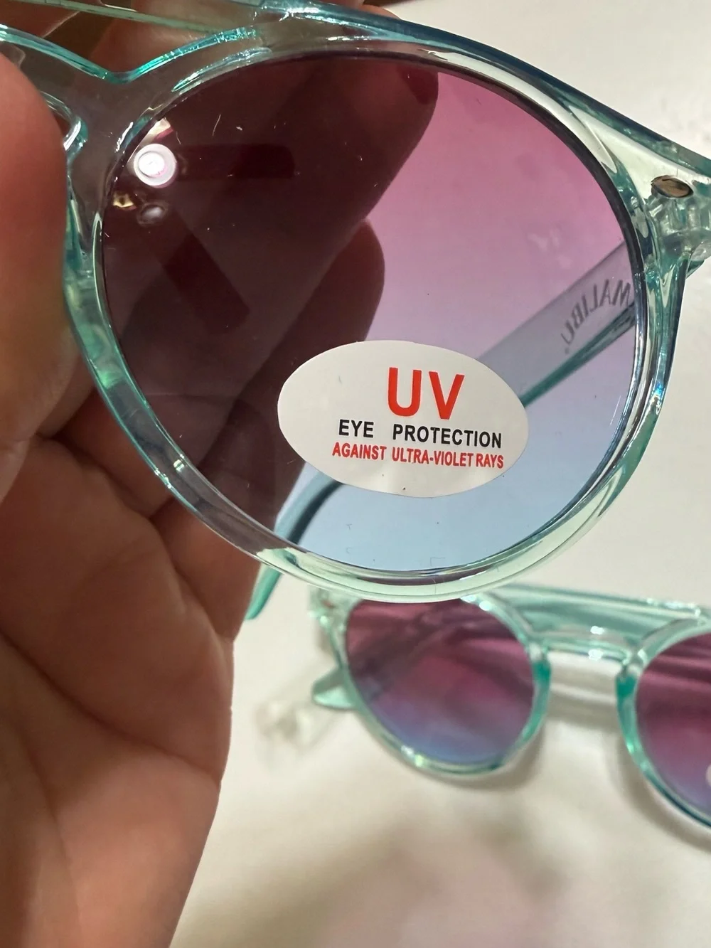 Malibu Mint Green Frame Sunglasses with Pink Gradient Lenses Set of 2 Pairs